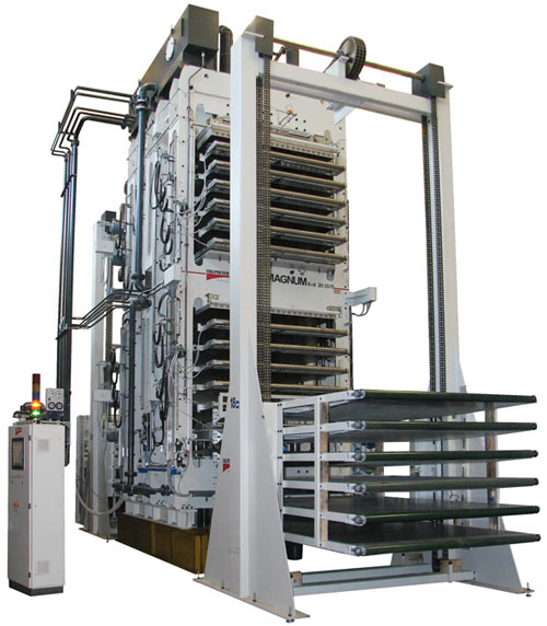 A photo of an Italpresse machine for honeycomb panels